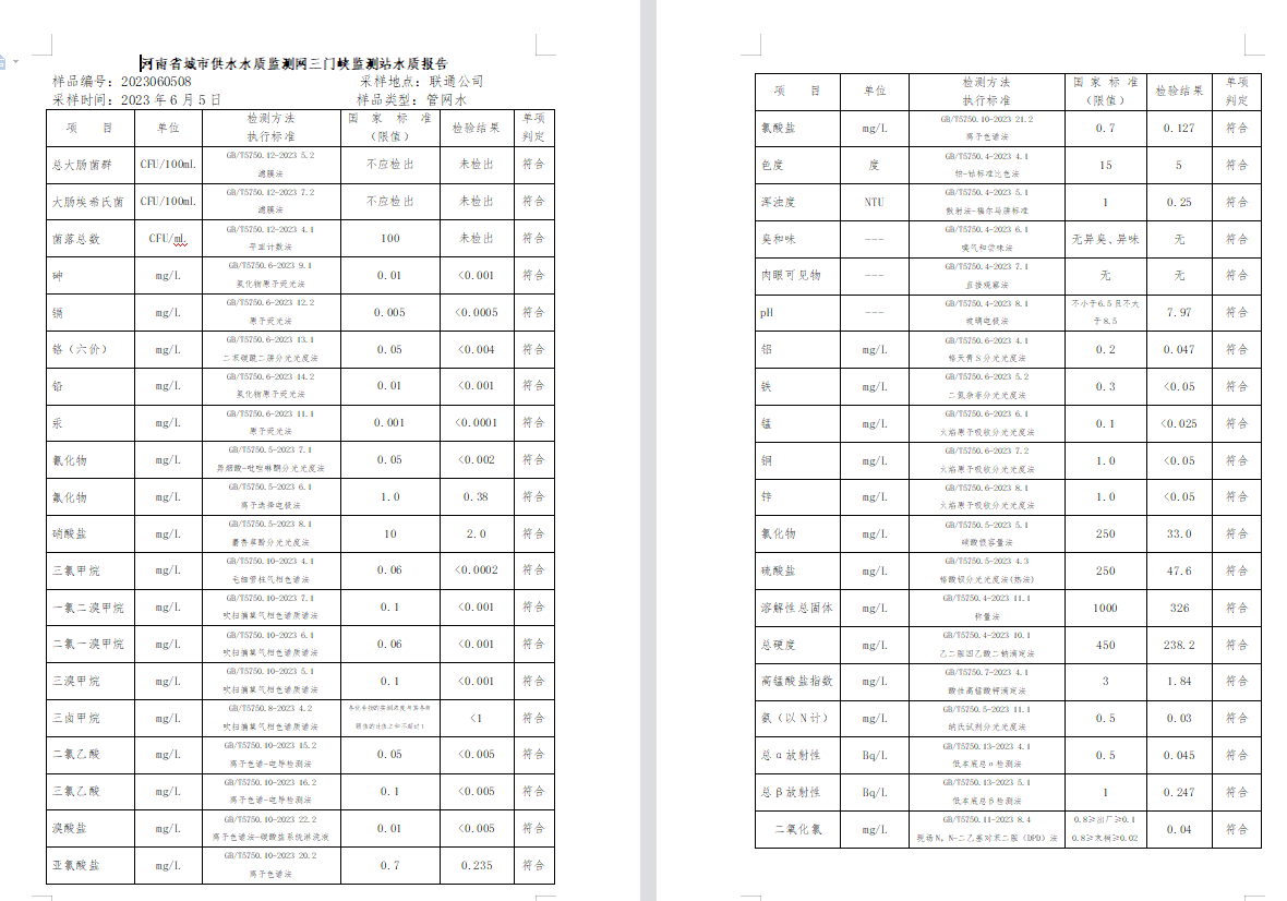 三門,峽市,供水集,團(tuán),有,限公,司出廠,水水, . 三門峽市供水集團(tuán)有限公司出廠水水質(zhì)信息（2023年6月）